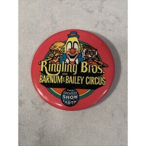 Vintage Ringling Bros Barnum & Bailey Circus 3" Pink Souvenir Pinback Button